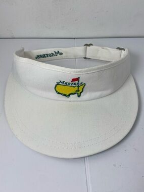 Masters Golf Vintage American Needle White Visor with Yellow & Red